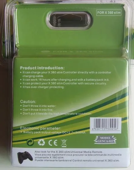 С посылка 4800mAh аккумуляторная батарея+ Кабель зарядного устройства для xbox 360 беспроводной контроллер FA45