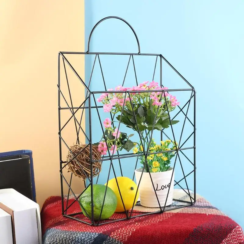 

Creative Home Portable Multifunction Iron Storage Basket Wall Hanging Net Iron Storage Basket Desk Magazine Newspaper Organize