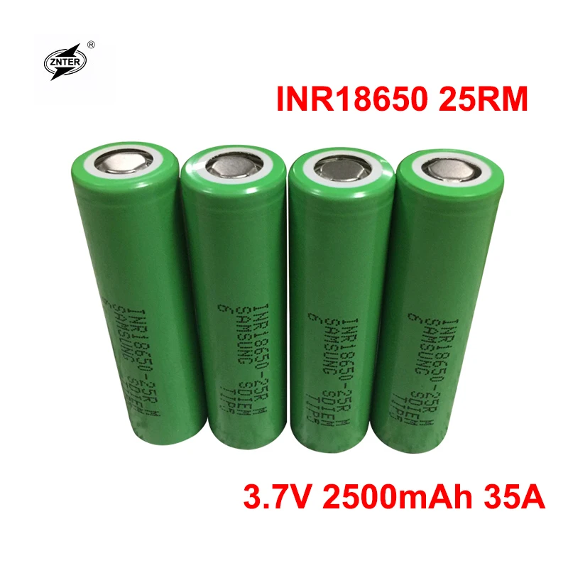 ZNTER 100% Оригинал 3 7 V INR18650 25RM 35A 18650 батарея для Samsung 2500mAh литий ионная игрушечного