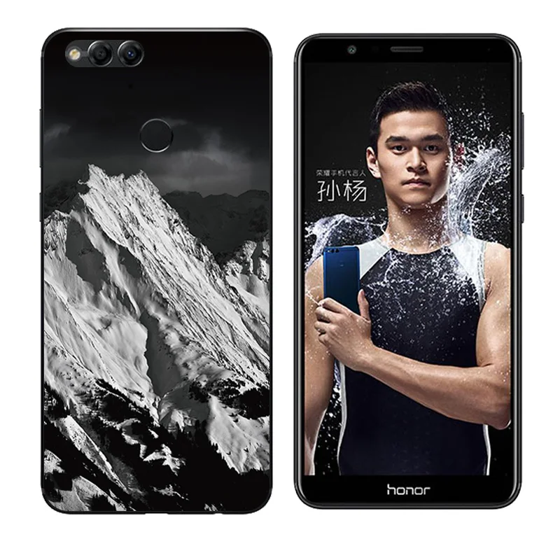 Clear TPU for Honor 7X Back Phone Cover Soft Silicone Huawei honor Botanic Printing Cases 5.93&quot Fundas |