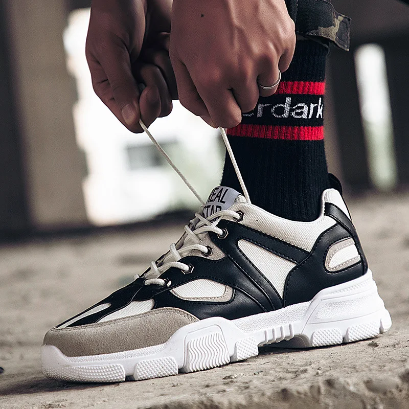 High Top Sneakers Men Fashion 2019 New Breathable Casual Shoes All Black Khaki Tenis Masculino Outdoor Walking Movement Shoe |