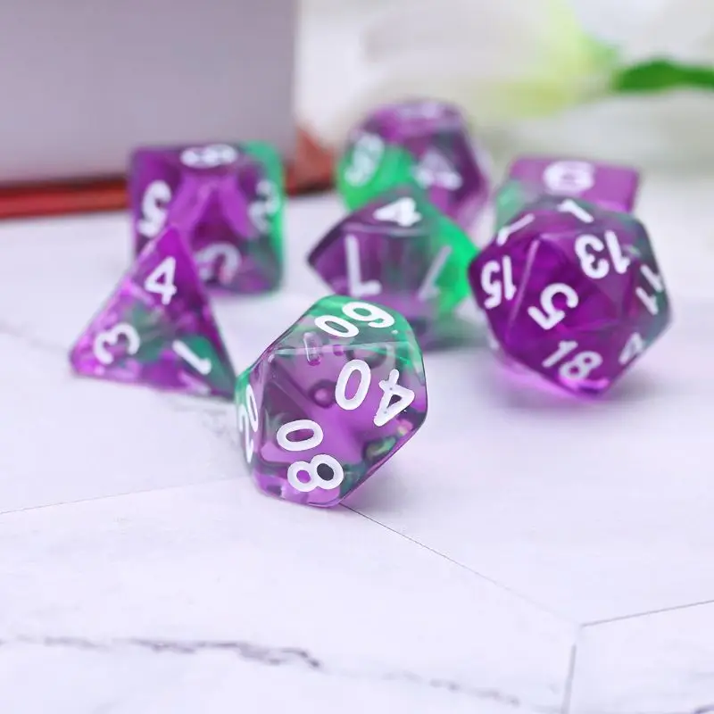 7 шт./компл. прозрачные двусторонние игральные кости D4 D6 D8 D10 D12 D20 акриловые