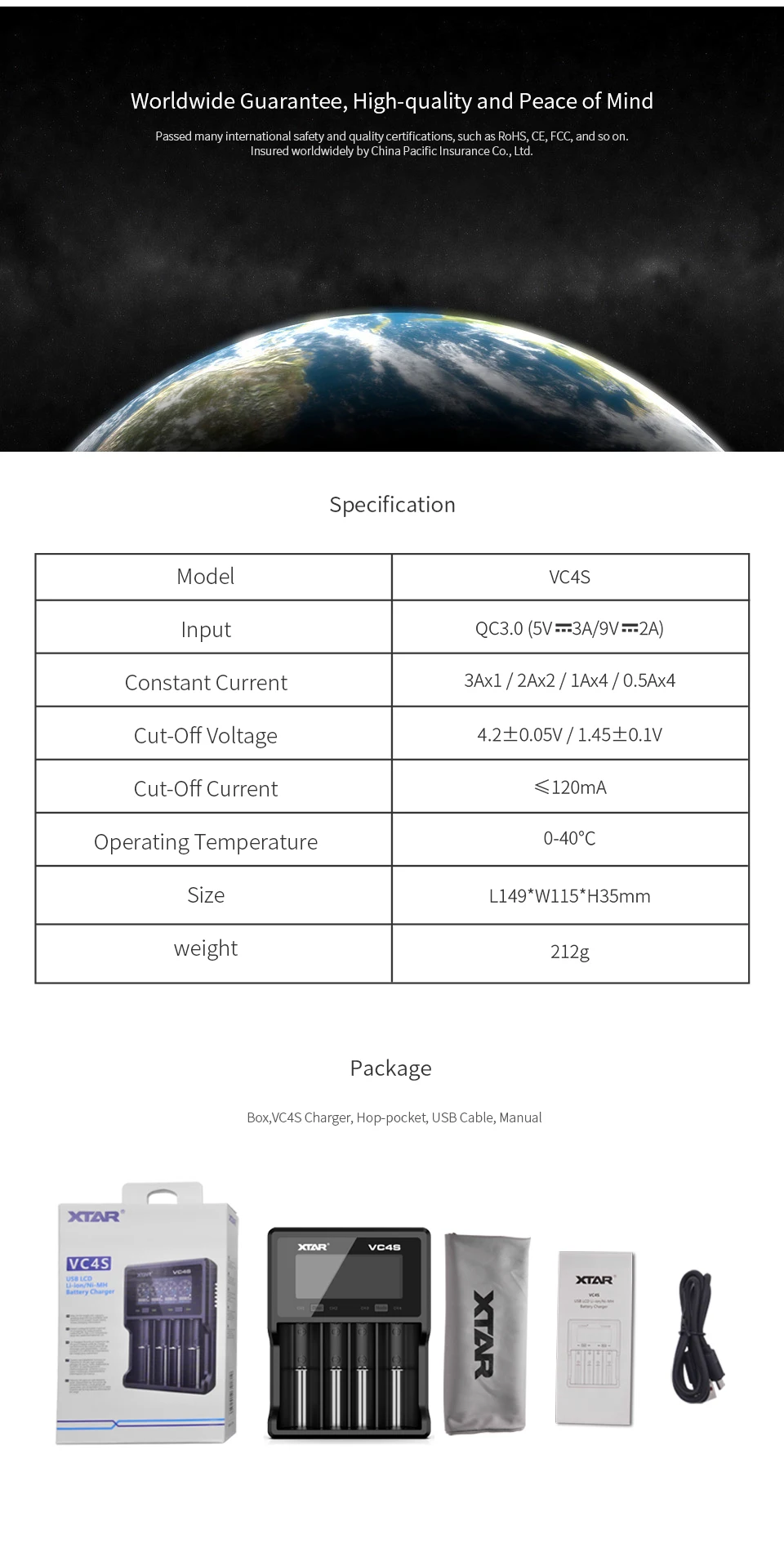 XTAR VC4 Батарея Зарядное устройство USB VC4 VC4S VC2 VC2S VC2 S VC4 S 10440/16340/14500/14650/18350/18500/20700/21700/18650 Зарядное устройство XTAR