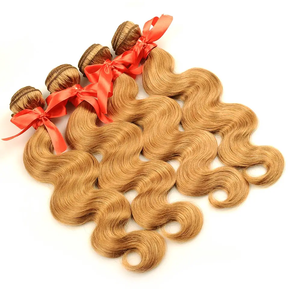 Pinshair 4 шт./упак. волнистые волосы для тела медовые светлые бразильские волосы плетение пучок предложения#27 человеческие волосы для наращивания не реми волосы