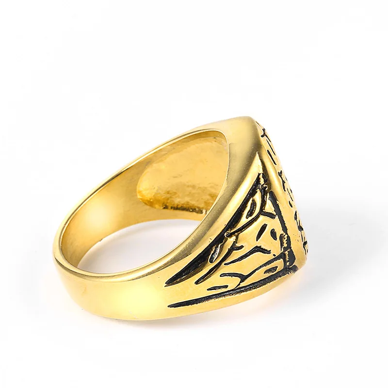 Винтажное мусульманмский крест кольцо золотого цвета из нержавеющей стали