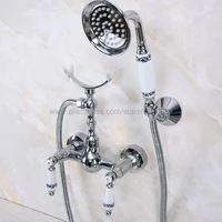 polished chrome wall mounted bathroom faucet bath shower mixer tap with hand shower head shower faucet sets kna265
