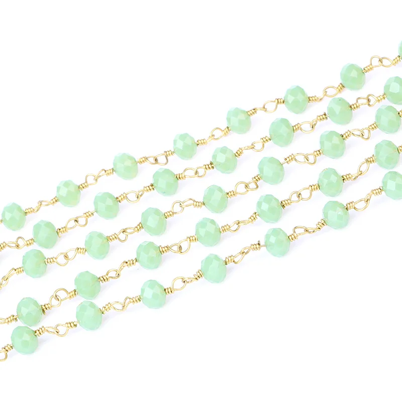 HanKun Aqua зеленый граненый Rondelle хрустальные бусины с латунной проволокой