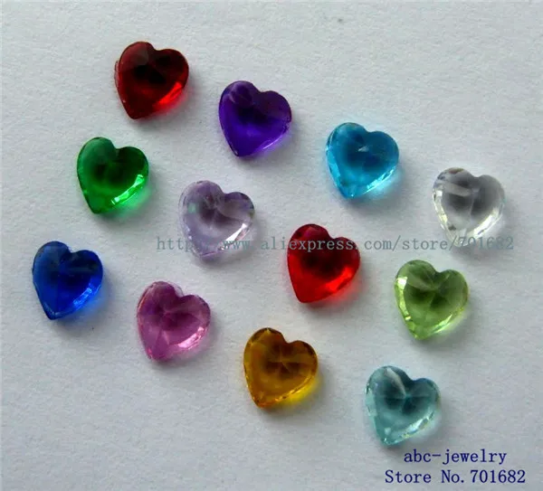 12 шт. разных цветов 5 мм камень-талисман в форме сердца подвеска для фото как у - Фото №1