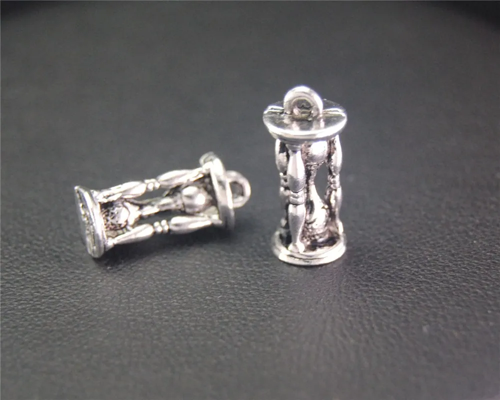 10 шт. Античные Серебристые Подвески в виде песочных часов для самостоятельного