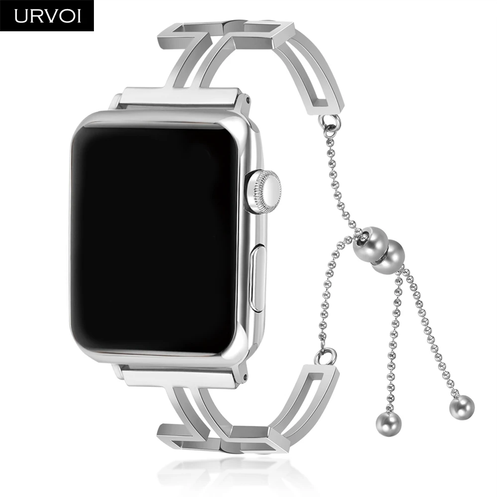 URVOI ремешок для Apple Watch манжета девушка модный браслет из нержавеющей стали для iWatch серии 5 4 3 2 1 крестообразная цепочка