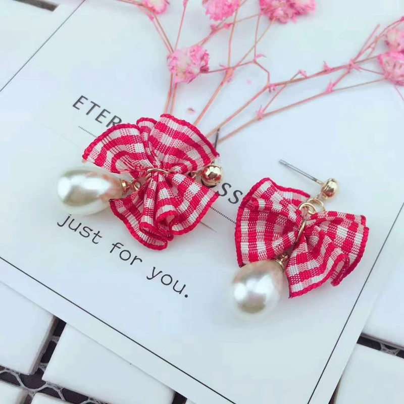 Корейский модные ювелирные изделия с бантом из ленты жемчуг кулон Для женщин