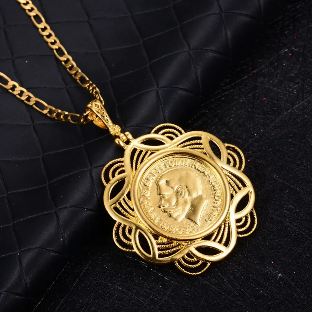Wando классические большие монеты Наполеона ожерелья для женщин/мужчин золотого