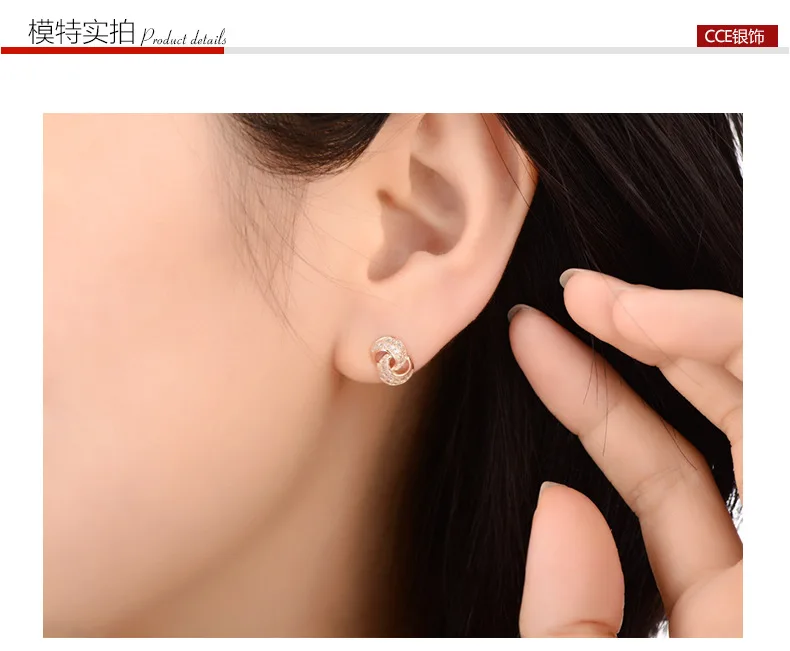 Высокое качество AAA кубический цирконий Кристалл Bijoux S90 Серебряный Лариат двойной круг серьги гвоздики для дизайнерских женщин девушка подарок на вечеринку
