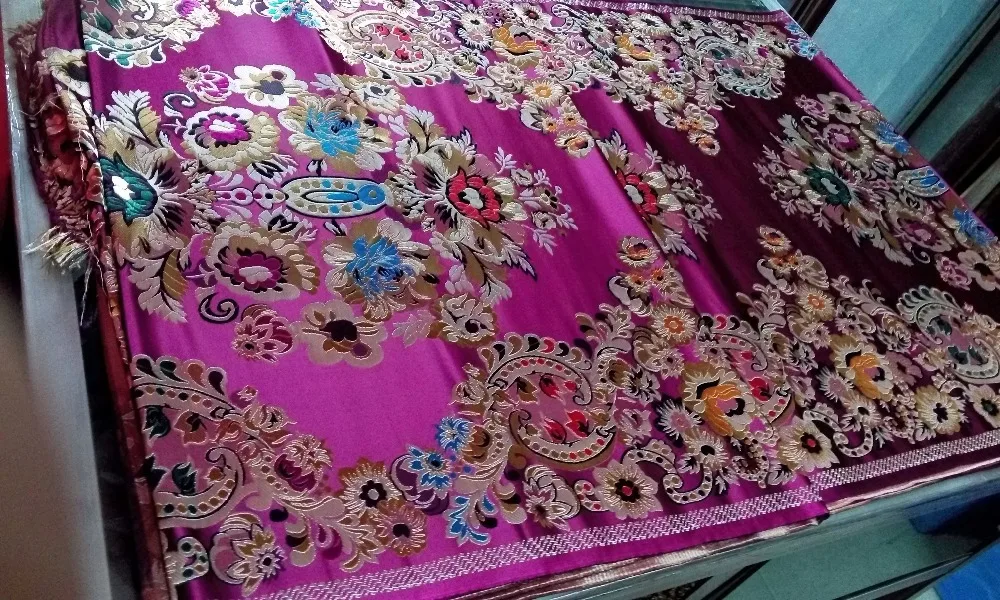 Традиционная китайская шелковая парчовая ткань 75 см полиэстер темно фиолетовая