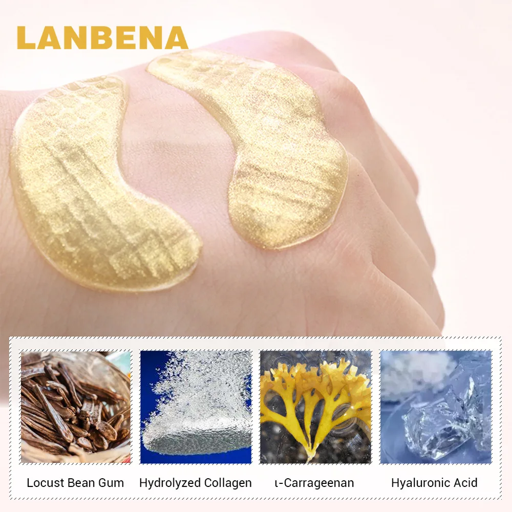 LANBENA 24K Золотая кристальная маска для глаз коллагеновая Антивозрастная против
