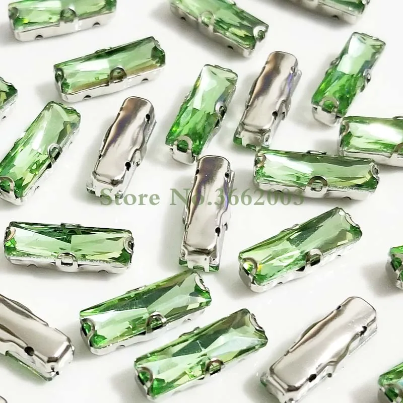 Light green 3x7 мм/5x10 мм/5x15 мм/7x21 мм прямоугольная форма стекло Кристалл пришить анти крюк D форма коготь стразы, Diy аксессуары для одежды - Цвет: Light green