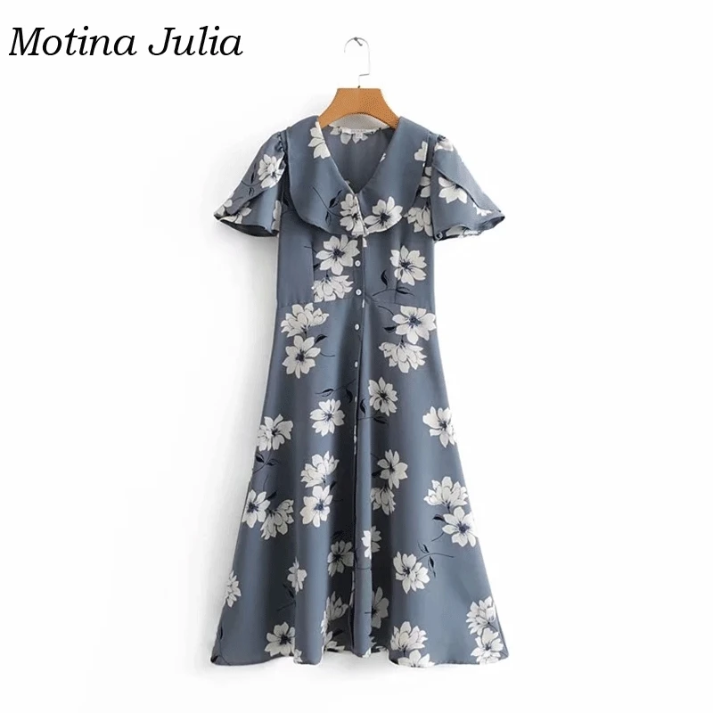 Motina Julia шикарное платье миди с цветочным принтом и пуговицами женское богемное