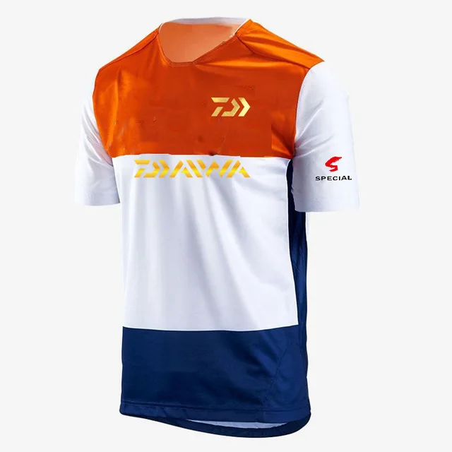 Summer Daiwa Dawa Fishing Shirt Men Outdoor Sports Breathable Camouflage Fishing Shirt Hiking Camping Fishing Clothing - Цвет: Синий