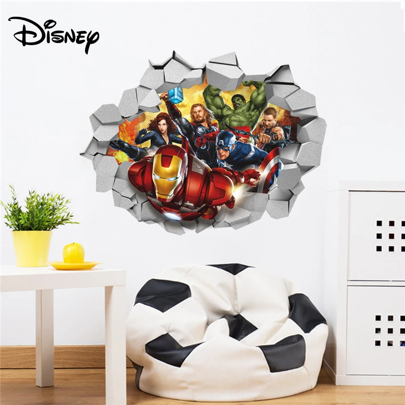 Дисней наклейка "Мстители" Marvel анимация настенный выключатель 3D Наклейка стерео эффект Детская комната Наклейка