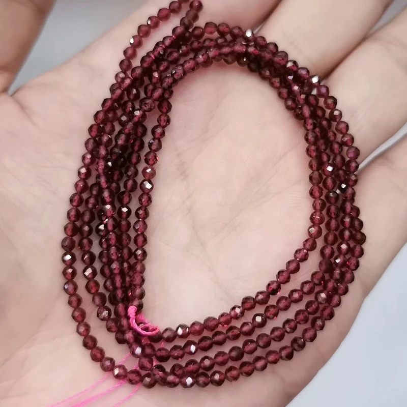 Garnet Граненые 2/3/4 мм Натуральный Камень Бисер Розовый кристалл кварца Драгоценный Камень Бисер для изготовления ювелирных изделий бисером браслетов или бус своими руками - Цвет: Garnet