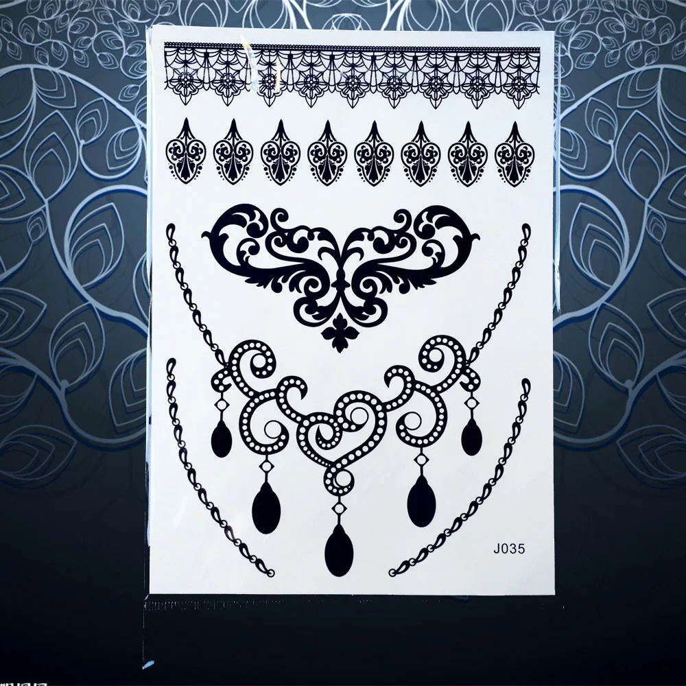 1 шт. Хит Ловец снов тату Черная кружевная хна Женский поддельный браслет