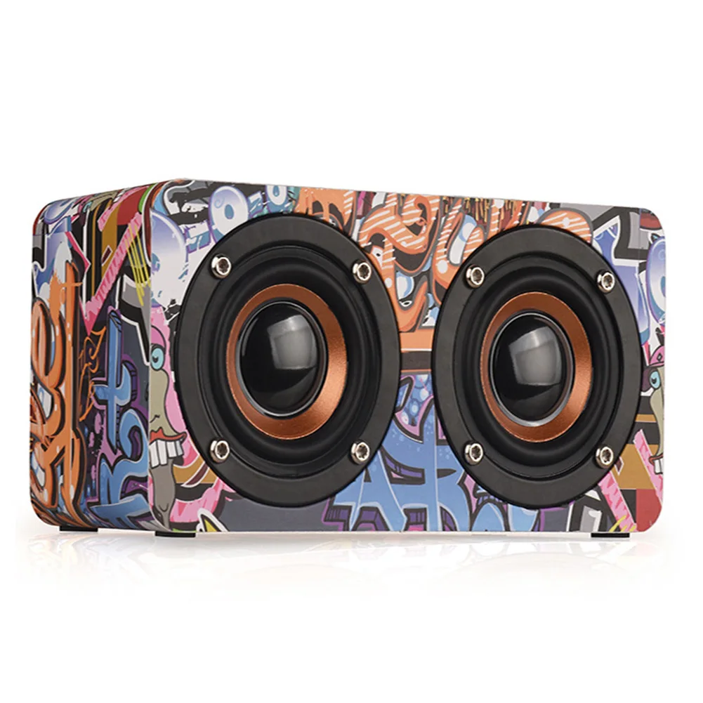 Colorful Портативный hifi беспроводной Bluetooth динамик деревянный бас Altavoz TF FM радио Caixa де сом Саундбар с микрофоном для телефона ПК - Цвет: Colorful