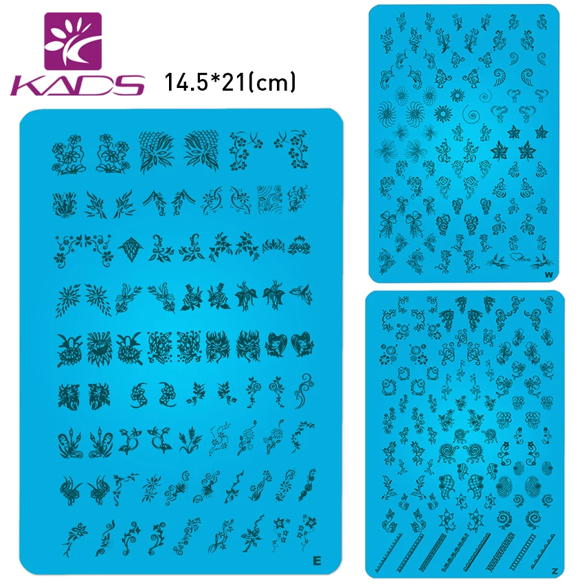HOTSALE 3 шт./лот UZ Серии XL Средний Размер Штамп Штамповка Изображения Konad Пластины Для Печати Nail Art Большой BIG Шаблона DIY