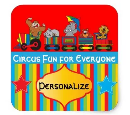 

1.5inch Circus Fun Baby Shower Theme Square Sticker