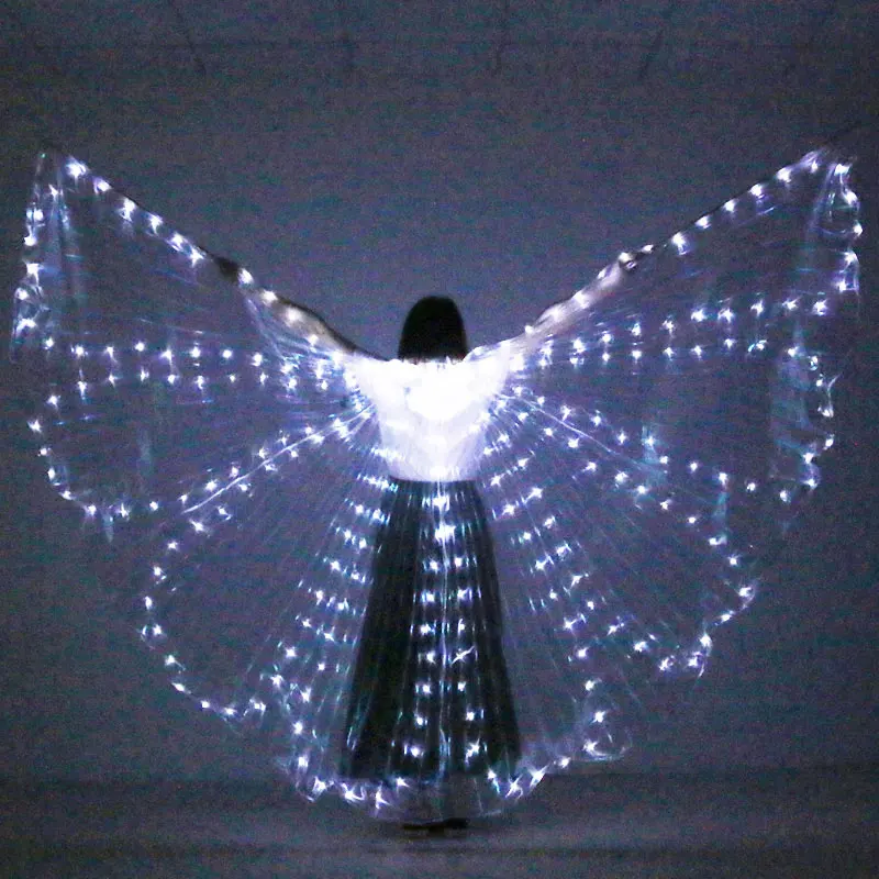 White butterfly Светодиодный реквизит для танца живота с крыльями Isis, яркий светодиодный реквизит для выступлений на сцене, аксессуары для танцев для взрослых и детей, светодиодный чехол с крылышками - Цвет: White butterfly