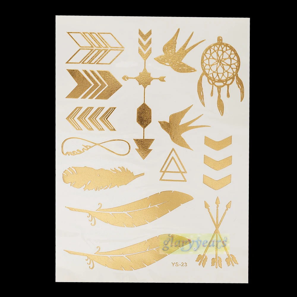 1 шт золотые серебряные татуировки цвета &quotсиний металлик&quot ювелирные изделия