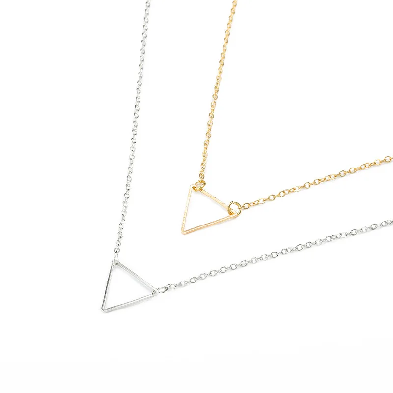 Полые простые болтающиеся Треугольные металлические посеребренные Золотые Цепи