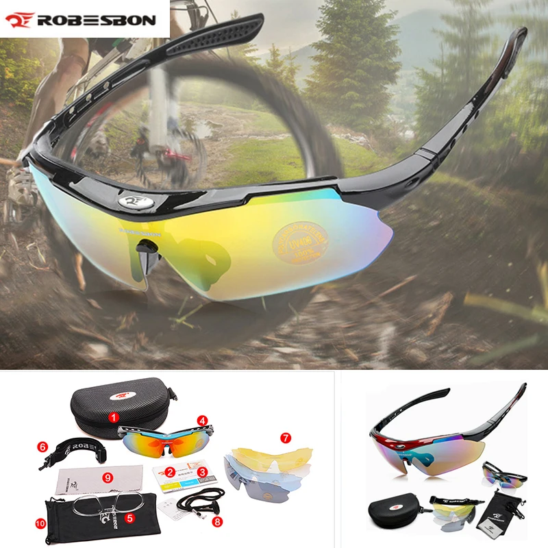 Велосипедные очки с 5 линзами спортивные защитные солнцезащитные для горного