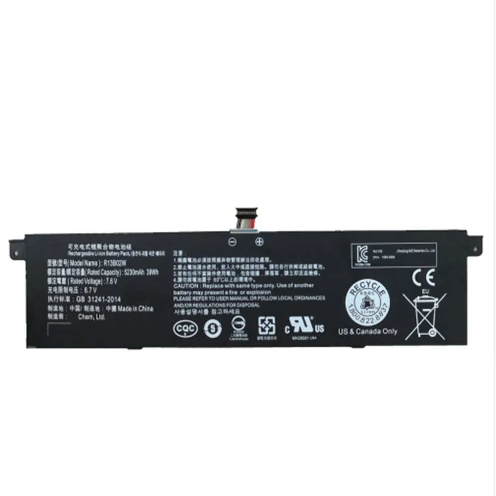 7,6 V 39Wh 5230 мА/ч, R13B02W R13B01W R13B02W R13B01W ноутбук Батарея для Xiaomi Mi воздуха 13,3"