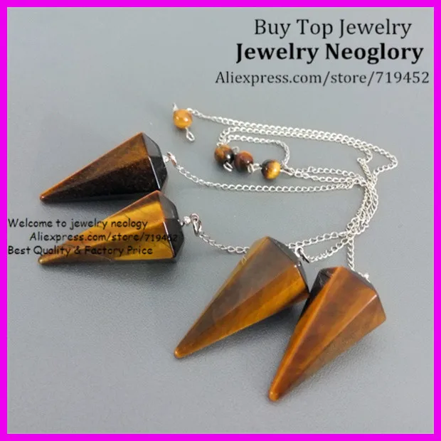 15 шт. тигровый глаз маятник с украшением в виде кристаллов Камни кварца кулон