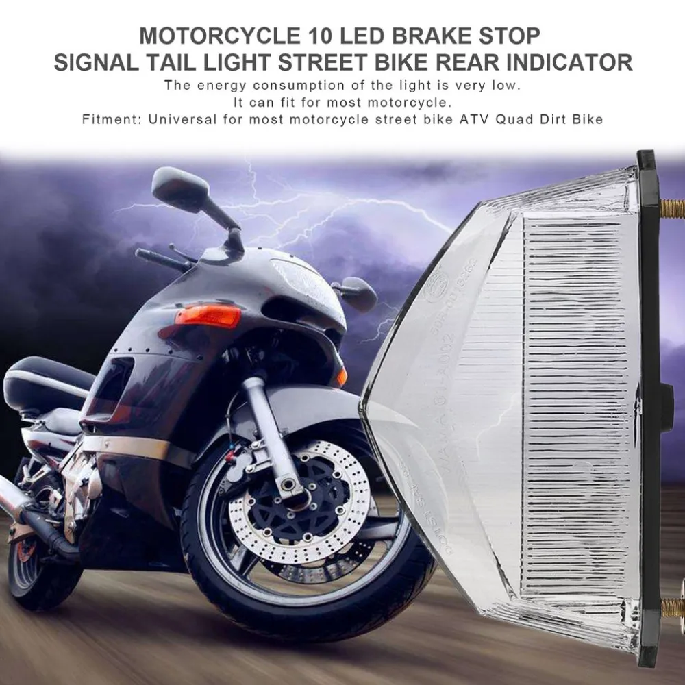 Universal 10LEDs Motorcycle LED Brake Stop Signal Tail Light Street Bike Rear Indicator Superbright Easy to Install Hot Selling