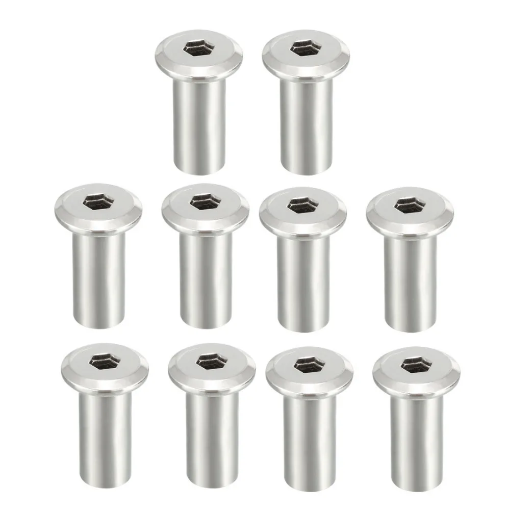 

Uxcell 10pcs/lot Hex Socket Screw Post Female Thread Furniture Nut M8x22/20mm M10x21mm Silver Tone Iron Nickel Plated