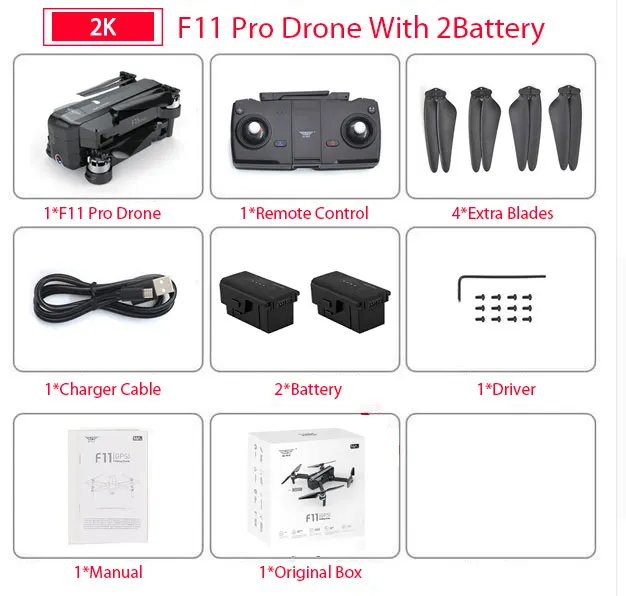 2B with Original box SJRC F11 PRO gps Дрон с Wi-Fi FPV 2K камерой бесщеточный Квадрокоптер 25 минут управление временем полета складной Дрон Vs CG033 - Цвет: 2B with Original box