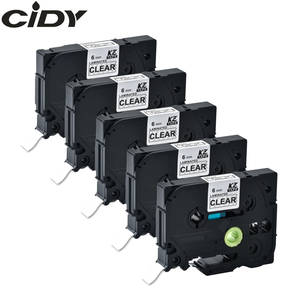 

CIDY 5PCS black on clear tape TZe111 TZe-111 TZ111 TZe111 TZ 111 Compatible brother P-touch TZ Tze label tape LAMINATED TAPES