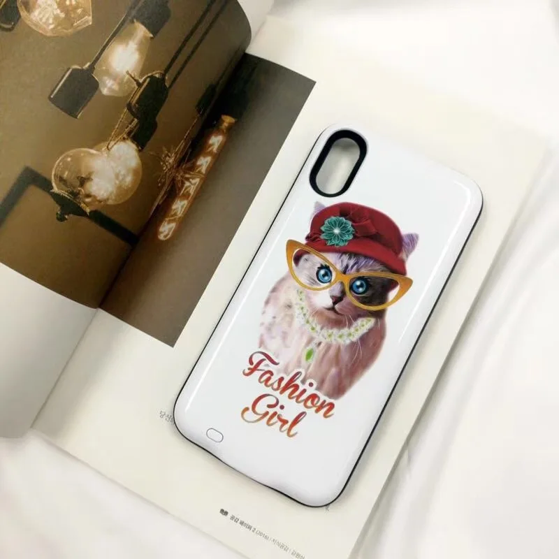 Чехол с рисунком кота 6000 мАч зарядное устройство для iphone xs 6plus 7plus 8 plus зарядка 3000