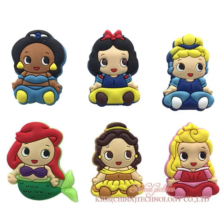 Disney Princess Смешанные модели 100 шт Моана трооллы Улица Сезам мультфильм ПВХ обуви подвески, аксессуары для обуви украшения для браслетов, Fit croc jibz - Цвет: Disney Princess
