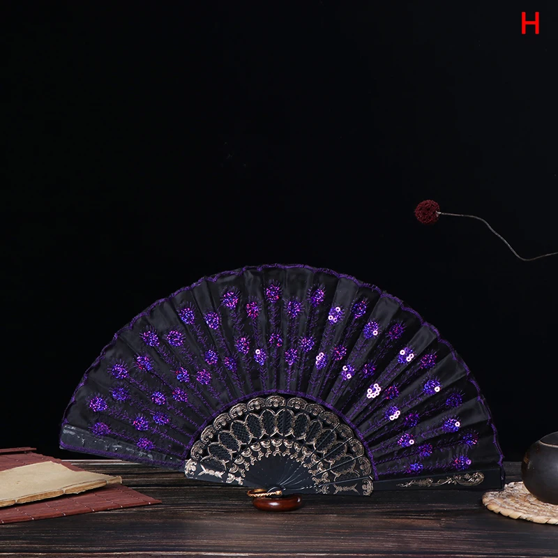 Art Folding Peacock Tail Feather Hand Fan Summer Accessory Crafts Print Home Decor Embroidery Christmas Dance | Дом и сад