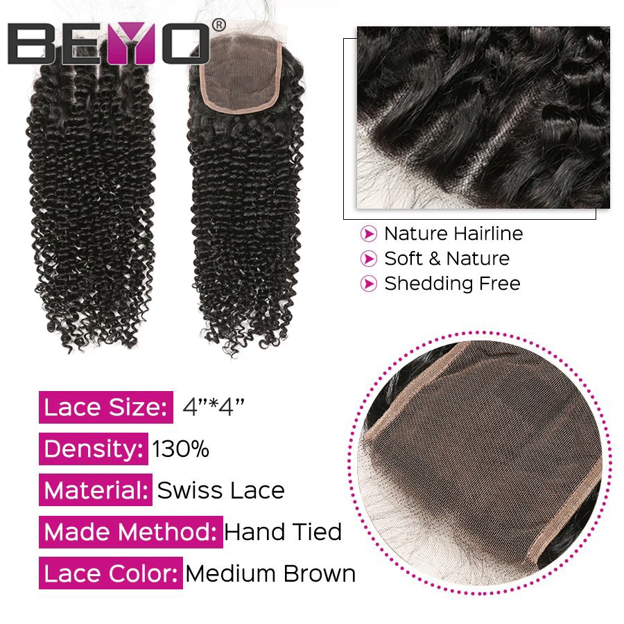 Монгольская причудливая завивка волос 3 пучка с закрытием человеческие волосы