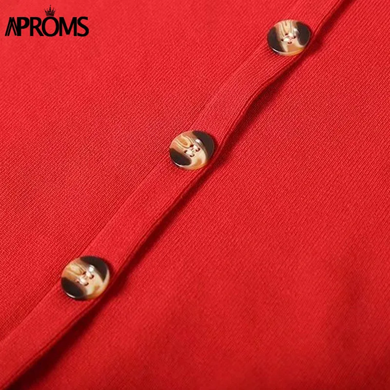 Aproms красный с плеча Трикотажная майка Для женщин пуговицах Slim Fit Crop Top белый основные майки уличная укороченные футболки