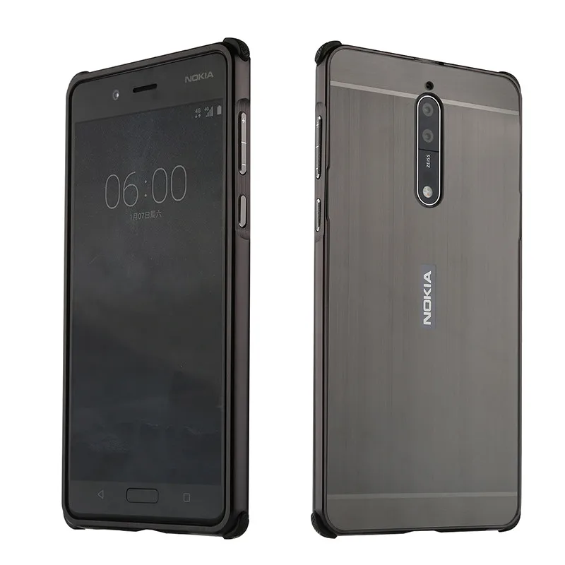 For Nokia 8 Nokia8 2017 Case Plating Metal Frame Cover with Brushed Back Hard for |
