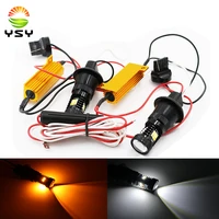 ysy 1set new dual color 16smd 3030 white amber t20 7440 led bulbs for front turning lights signal drl error free canbus