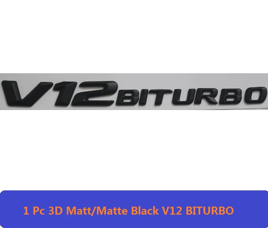 1Pc V12 BITURBO 3D Матовый Черный W177 W176 Автомобильная эмблема A180 A200 A45 A160 A250 CLA эмблема наклейка Turbo Star авто логотип для Mercedes Benz AMG - Цвет: 1Pc V12 BITURBO