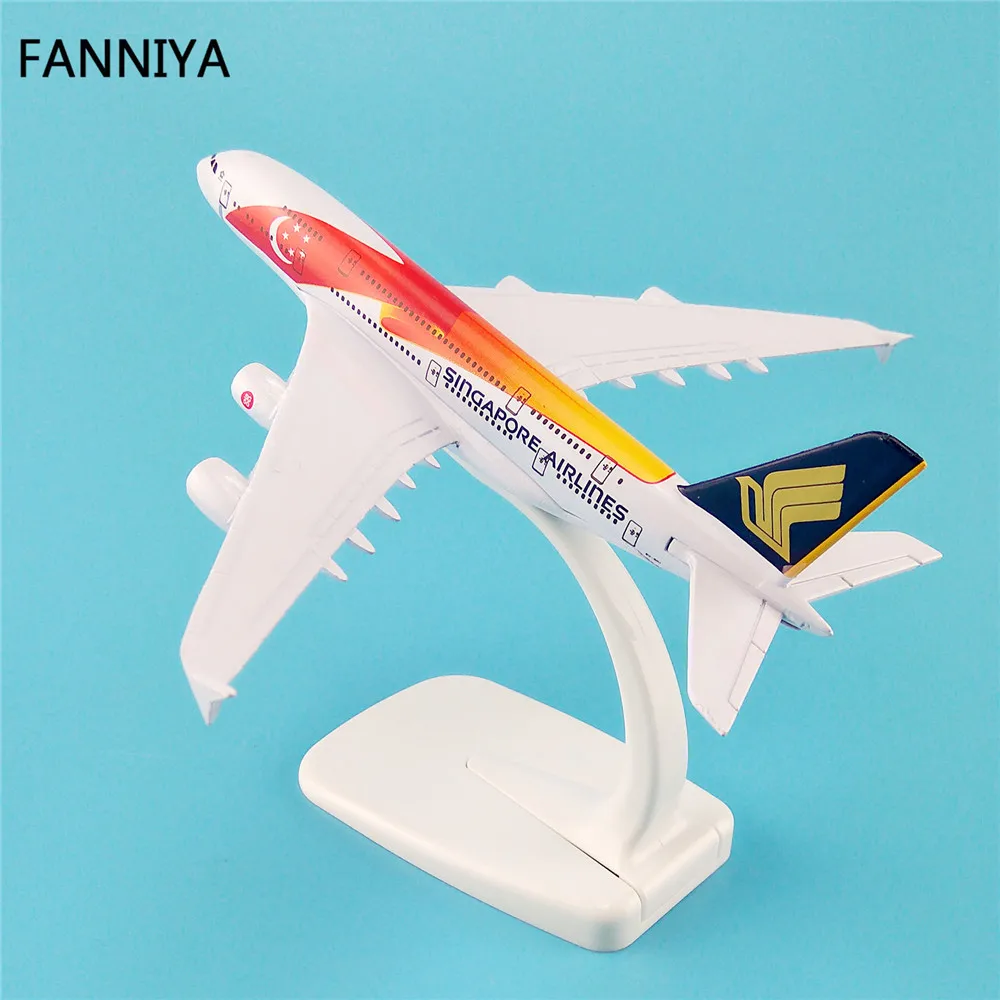 16 см металлическая модель самолета Red Air Singapore Airlines A380 Airbus 380 Airways W подставка