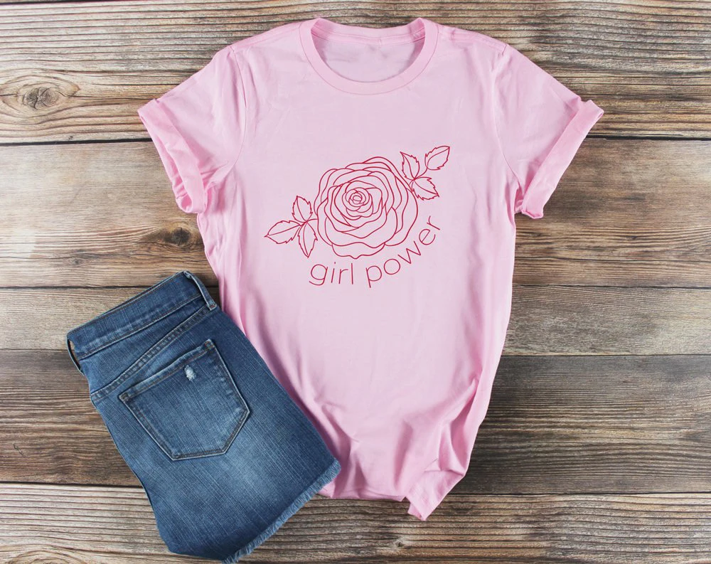 

Girl Power t-shirt rose graphic funny slogan Feminist Shirt camisetas tumblr grunge aesthetic tee bachelorette party quote tops