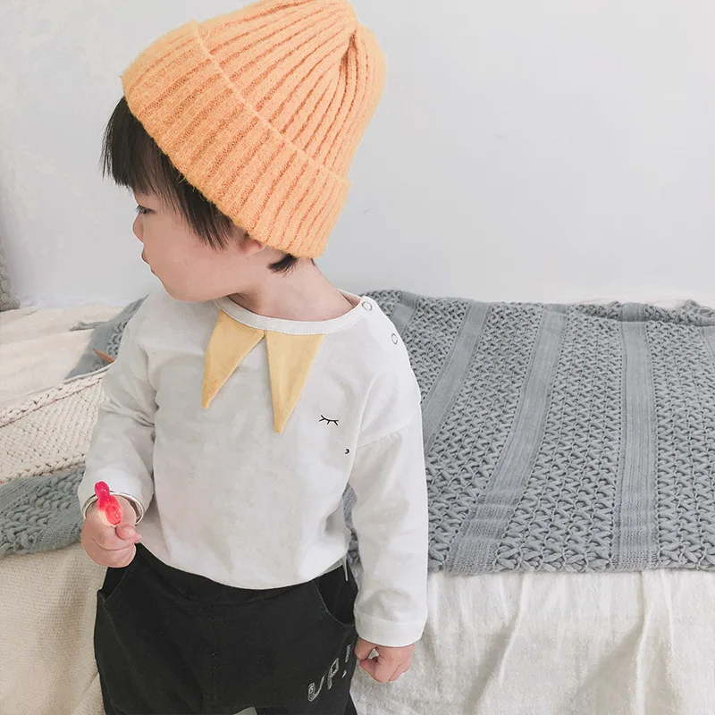 2018 г. осенняя одежда для малышей однотонные хлопковые футболки с длинными