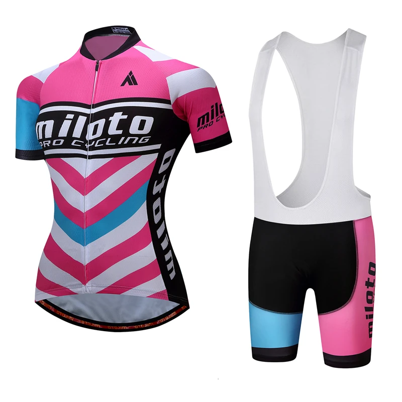 Для женщин MTB Велосипеды Джерси с коротким рукавом и шорты Bib Комплект/Pro Женщина